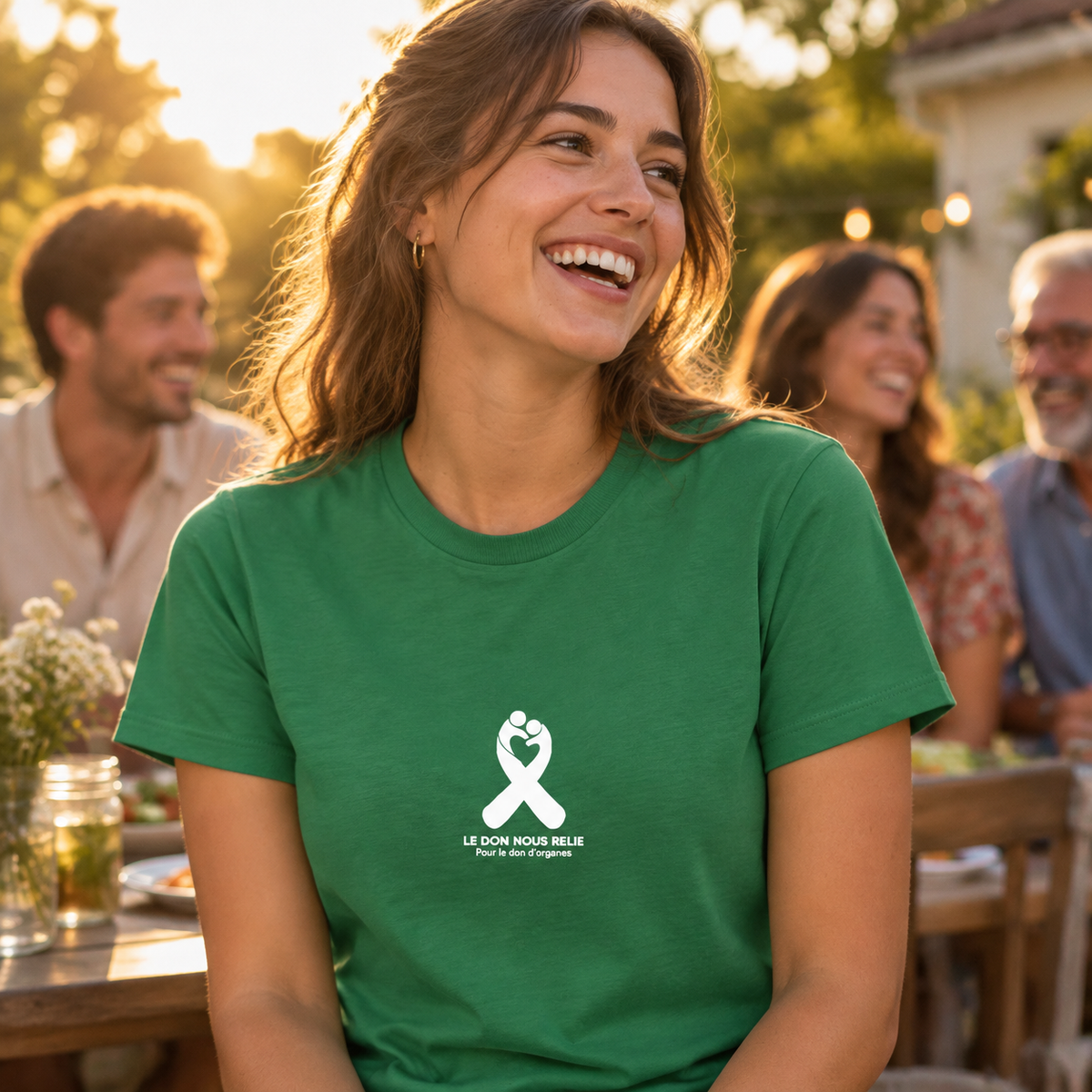 DDO - T-shirt Le don nous relie - Vert logo blanc